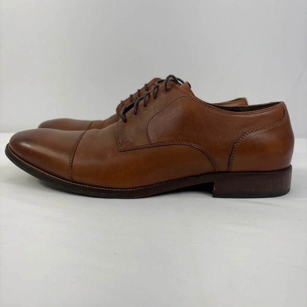 Cole Haan Mens Benton Cap Toe British Tan Leather Derby Oxford Shoes Size 11 M